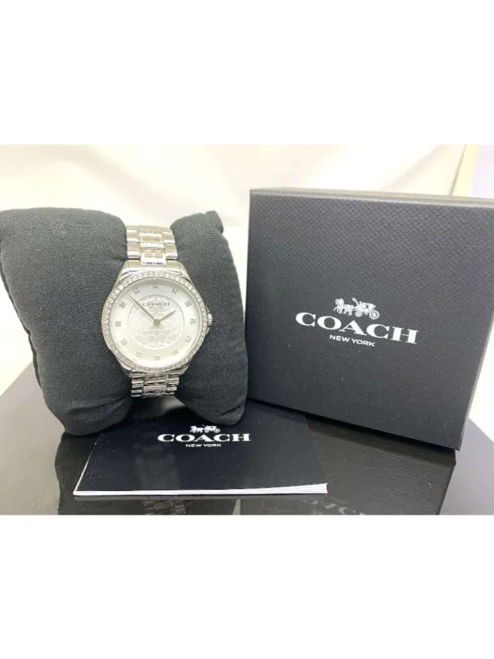 Coach Womens Watch 14503503 Astor Quartz Gemmed Silver Dial Stainless Steel 31mm